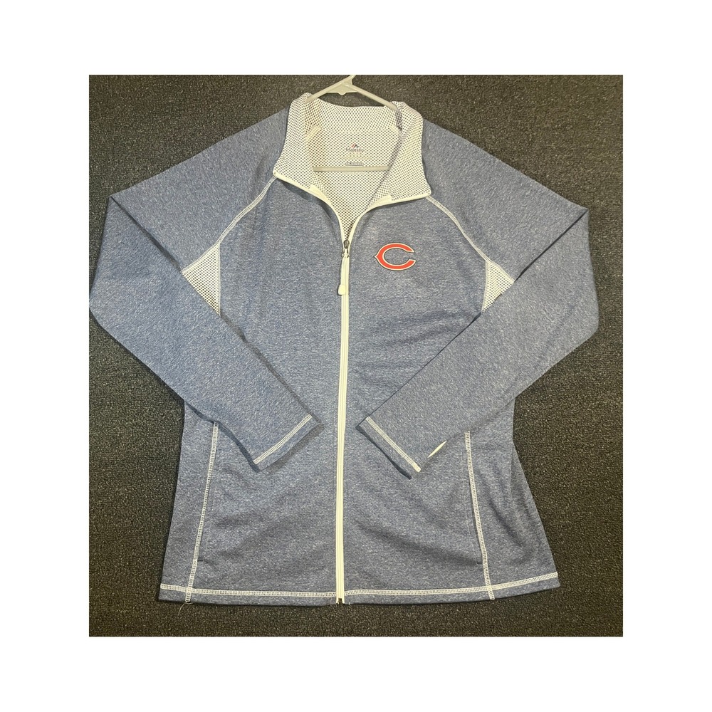 Majestic Chicago Bears Womens XXL Full Zip Heather Blue Mesh Track Jacket NFL